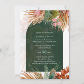 BOHO Tropical Pampas Grass Wedding Kaart (Voorkant)