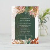 BOHO Tropical Pampas Grass Wedding Kaart (Staand voorkant)