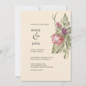 Boho Tropical Protea Invitation Kaart (Voorkant)