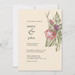 Boho Tropical Protea Invitation Kaart