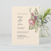 Boho Tropical Protea Invitation Kaart (Staand voorkant)