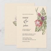 Boho Tropical Protea Invitation Kaart (Voorkant / Achterkant)