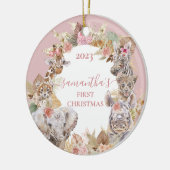 Boho Tropical Safari Oerwoud Animals Pink Girl Keramisch Ornament (Links)