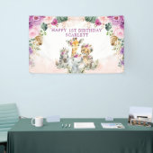 Boho Tropical Safari Oerwoud Floral Happy Birthday Spandoek