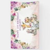 Boho Tropical Safari Oerwoud Floral Happy Birthday Spandoek