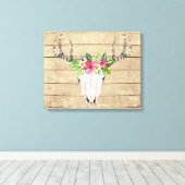Boho Tropical Skull op Wood Canvas Print (Insitu (Houten vloer))