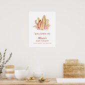 Boho Tropical SurfIng Baby shower Welkom Poster (Keuken)