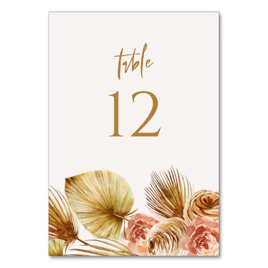 Boho Tropical Table Number Wedding Party Sign C103 Kaart (Voorkant)