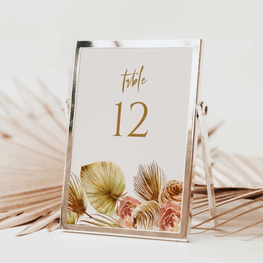 Boho Tropical Table Number Wedding Party Sign C103 Kaart