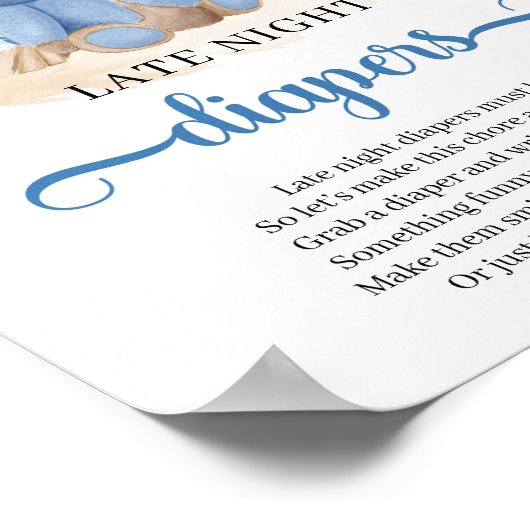 Boho tropical teddy beer Late Night Diapers game Poster (Hoek)