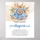 Boho tropical teddy beer Late Night Diapers game Poster (Voorkant)