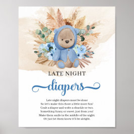 Boho tropical teddy beer Late Night Diapers game Poster