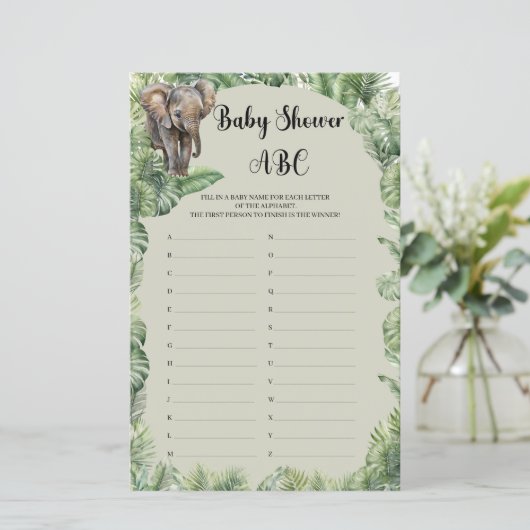 Boho tropical teddy beer pampas Baby shower ABC (Staand voorkant)