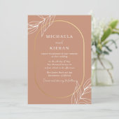 Boho Tropical Terracotta Modern Wedding Kaart (Staand voorkant)
