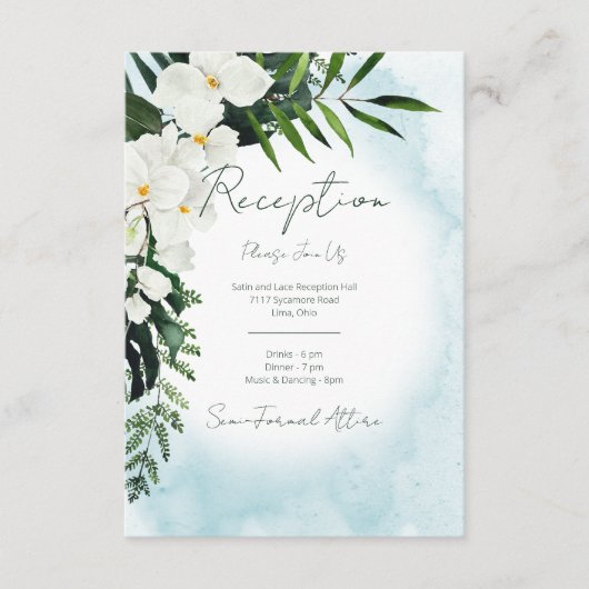Boho Tropical Water Waterverf Reception Kaart (Voorkant)