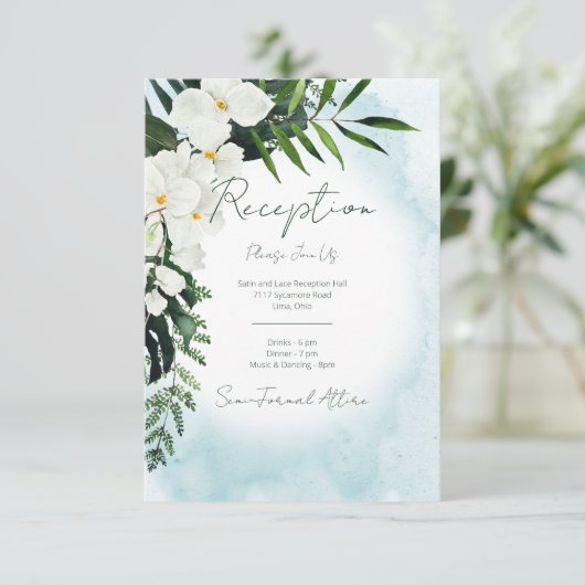 Boho Tropical Water Waterverf Reception Kaart (Staand voorkant)