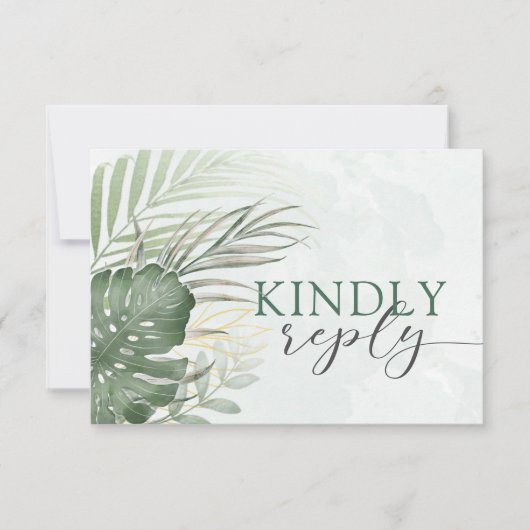 Boho Tropical Watercolor Wedding RSVP (Voorkant)