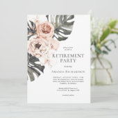 Boho Tropical Waterverf Bloemen Pensioen Partij Kaart (Staand voorkant)