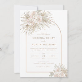 Boho Tropical Waterverf Wedding Invitation Kaart