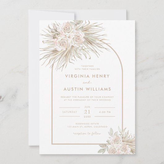 Boho Tropical Waterverf Wedding Invitation Kaart (Voorkant)