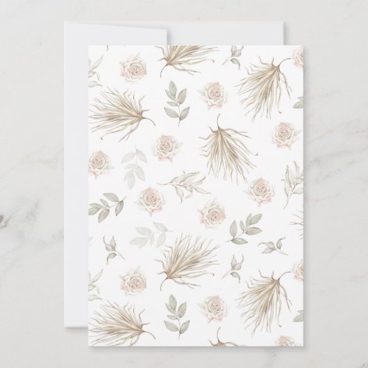 Boho Tropical Waterverf Wedding Invitation Kaart (Achterkant)