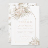 Boho Tropical Waterverf Wedding Invitation Kaart (Voorkant / Achterkant)