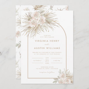Boho Tropical Waterverf Wedding Invitation Kaart