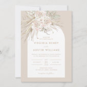 Boho Tropical Waterverf Wedding Invitation Kaart (Voorkant)