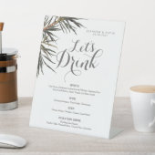 Boho Tropical Wedding Bar Menu Pedestal Sign Reclamebord Met Voetstuk (Insitu)