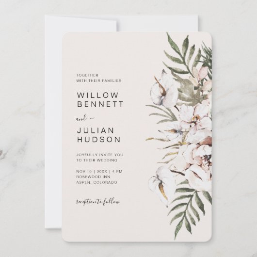 Boho Tropical Wedding Invitation Kaart (Voorkant)