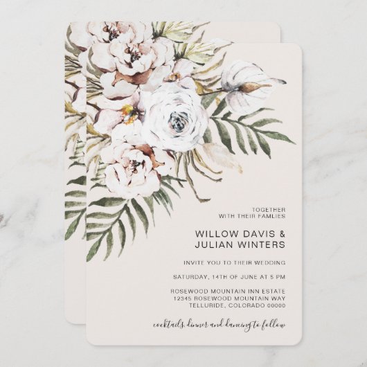 Boho Tropical Wedding Kaart (Voorkant / Achterkant)