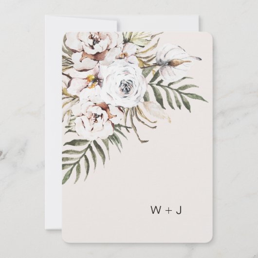 Boho Tropical Wedding Kaart (Achterkant)