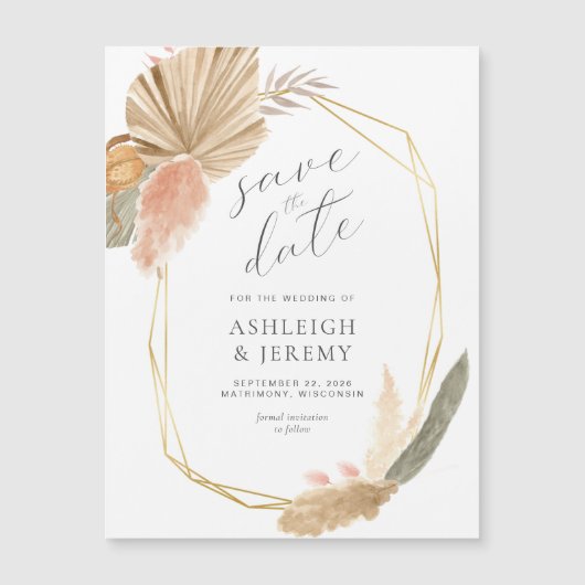 Boho Tropical Wedding Save the Date Magnetische Ka (Voorkant)
