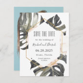 Boho Tropical Wedding Save the Date with Photo (Voorkant / Achterkant)