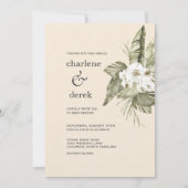 Boho Tropical White Orchid Invitation Kaart (Voorkant)