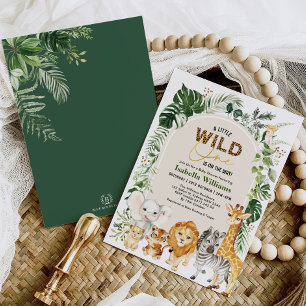 Boho Tropical Wild Party Animals Boy Baby shower Kaart