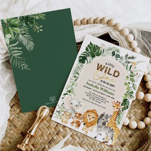 Boho Tropical Wild Party Animals Boy Baby shower Kaart