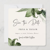 Boho Tropics Sla de datum fotokaart op Save The Date (Voorkant)