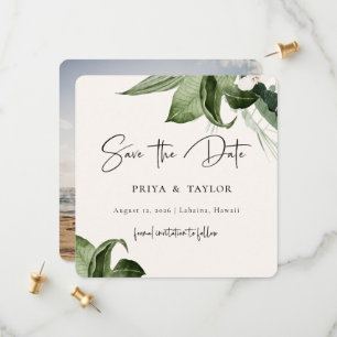 Boho Tropics Sla de datum fotokaart op Save The Date