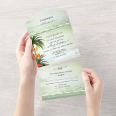 Boho Tropisch Beach All in One Wedding Invitation All In One Uitnodiging (Afscheurbaar)