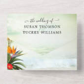 Boho Tropisch Beach All in One Wedding Invitation All In One Uitnodiging (Achterkant)