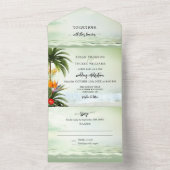 Boho Tropisch Beach All in One Wedding Invitation Uitnodiging (Binnen)