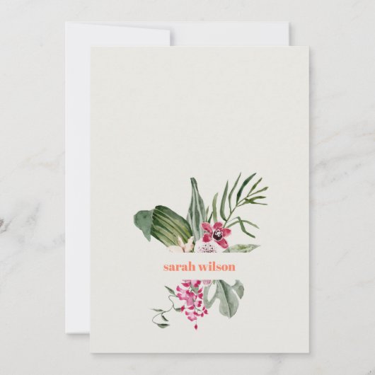 Boho Tropisch Bloem Bruid In Bloei Bruiloft Feest Kaart (Achterkant)