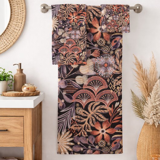 Boho Tropisch Bloemmotief Bad Handdoek