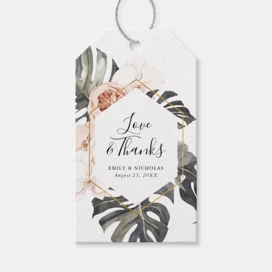 Boho Tropisch Bloemmotief | Bruiloft Cadeaulabel (Voorkant)