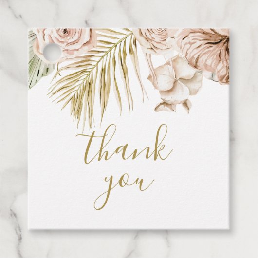 Boho Tropisch Bloemmotief en Palm bedankt Bedankjes Labels (Voorkant)