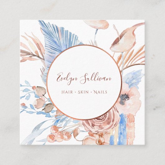 Boho tropisch boeket visitekaartje (Voorkant)