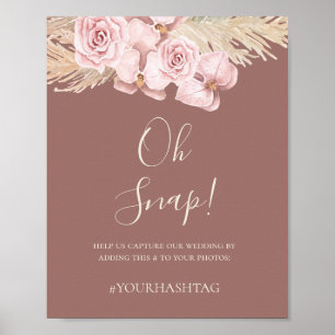Boho Tropisch Botanisch Stof Roze Oh Snap Hashtag Poster