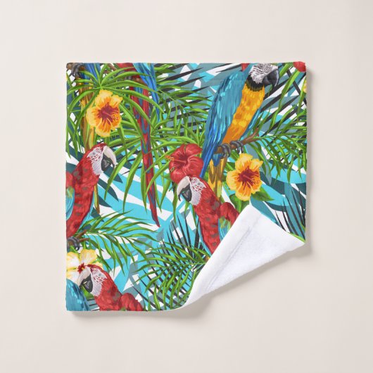 Boho tropisch Hawaïaans oerwoud patroon Hibiscus Bad Handdoek (Wasdoekje)