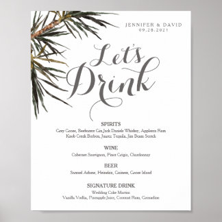 Boho Tropisch Huwelijksbar Menu Bord Poster (Matte